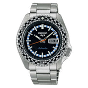 Orologio automatico Seiko 5 Sports da uomo con quadrante nero e lunetta a scacchi