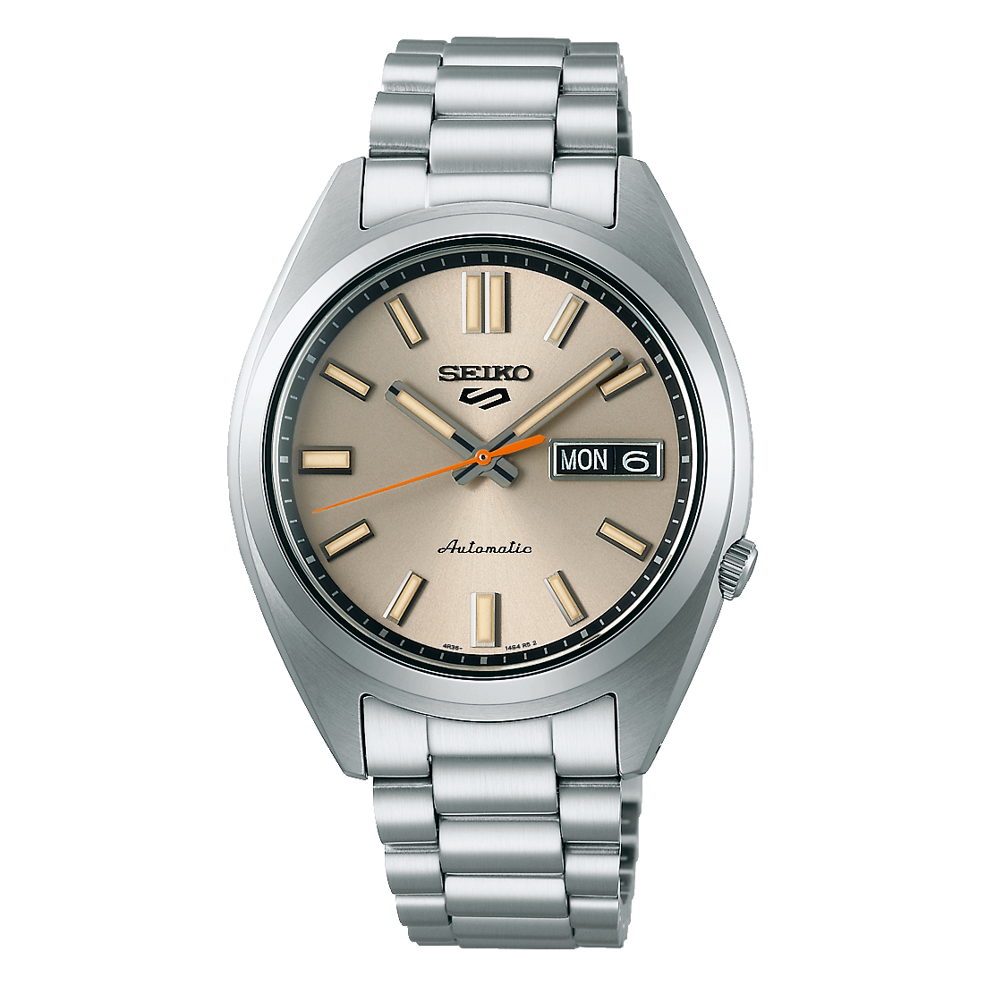 Seiko 5 Sports SNXS Automatico Uomo 37,4 mm Acciaio Quadrante Avorio Vetro Hardlex Curvo Giorno e Data Bracciale Acciaio 100 m Ref. SRPK91K1 Oasi Watch