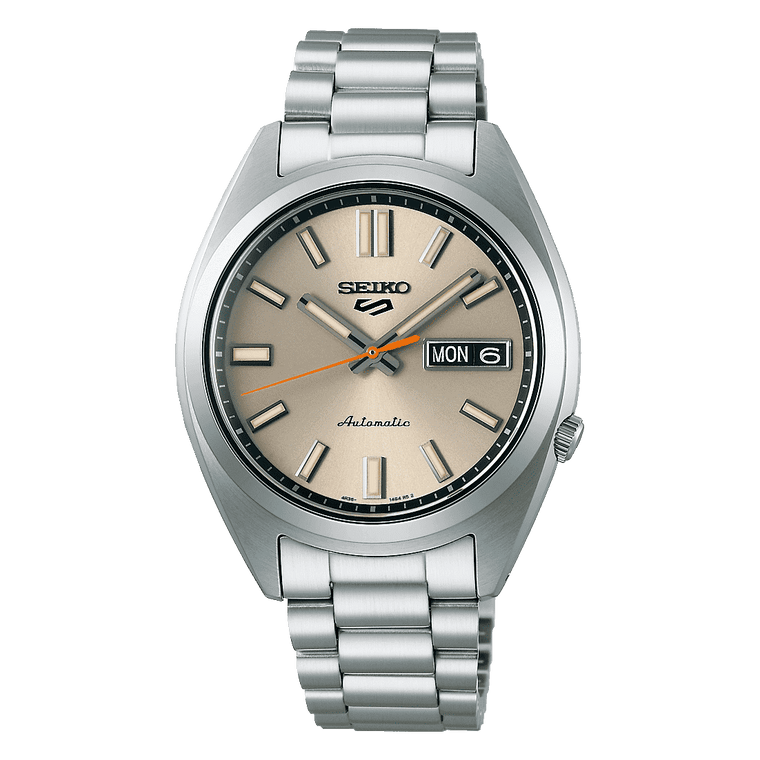 Seiko 5 Sports SNXS Automatico Uomo 37,4 mm Acciaio Quadrante Avorio Vetro Hardlex Curvo Giorno e Data Bracciale Acciaio 100 m Ref. SRPK91K1