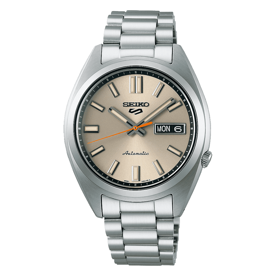 Seiko 5 Sports SNXS Automatico Uomo 37,4 mm Acciaio Quadrante Avorio Vetro Hardlex Curvo Giorno e Data Bracciale Acciaio 100 m Ref. SRPK91K1