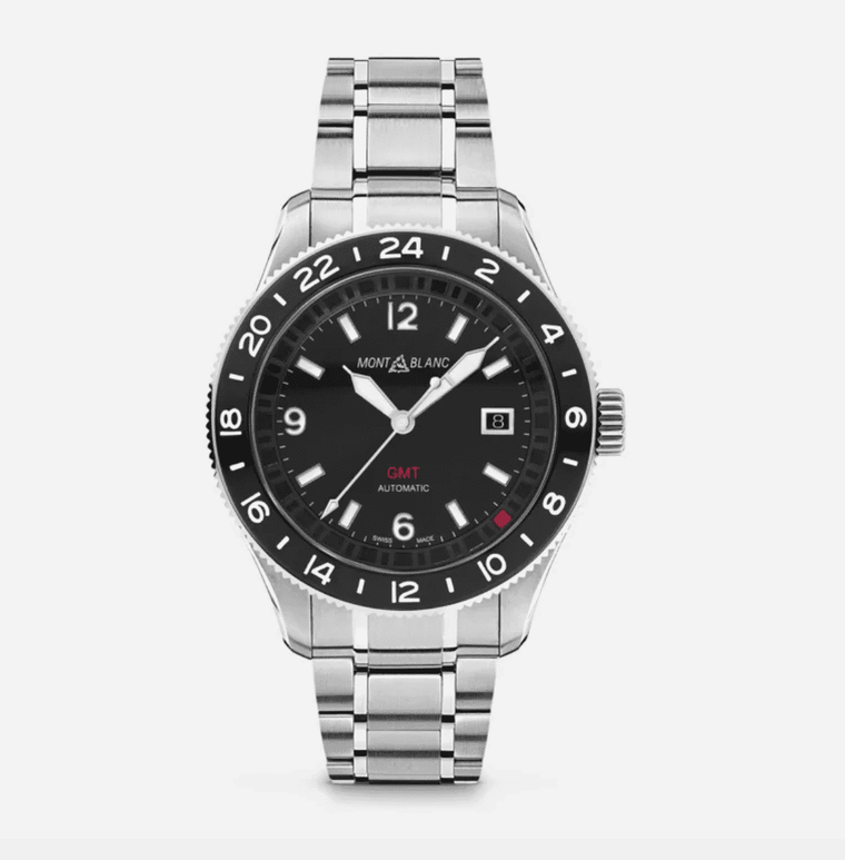 Montblanc 1858 GMT Automatico Uomo 42 mm Acciaio Quadrante Nero Secondo Fuso Orario Vetro Zaffiro Calibro MB 24.33 Bracciale Acciaio 100 m Swiss Made Ref. 129615