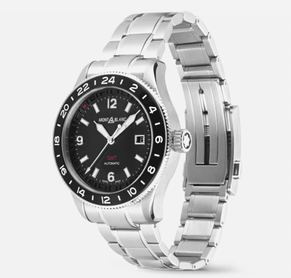 Montblanc 1858 GMT Automatico Uomo 42 mm Acciaio Quadrante Nero Secondo Fuso Orario Vetro Zaffiro Calibro MB 24.33 Bracciale Acciaio 100 m Swiss Made Ref. 129615