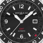 Quadrante nero GMT automatico Montblanc con indici luminescenti e datario 8