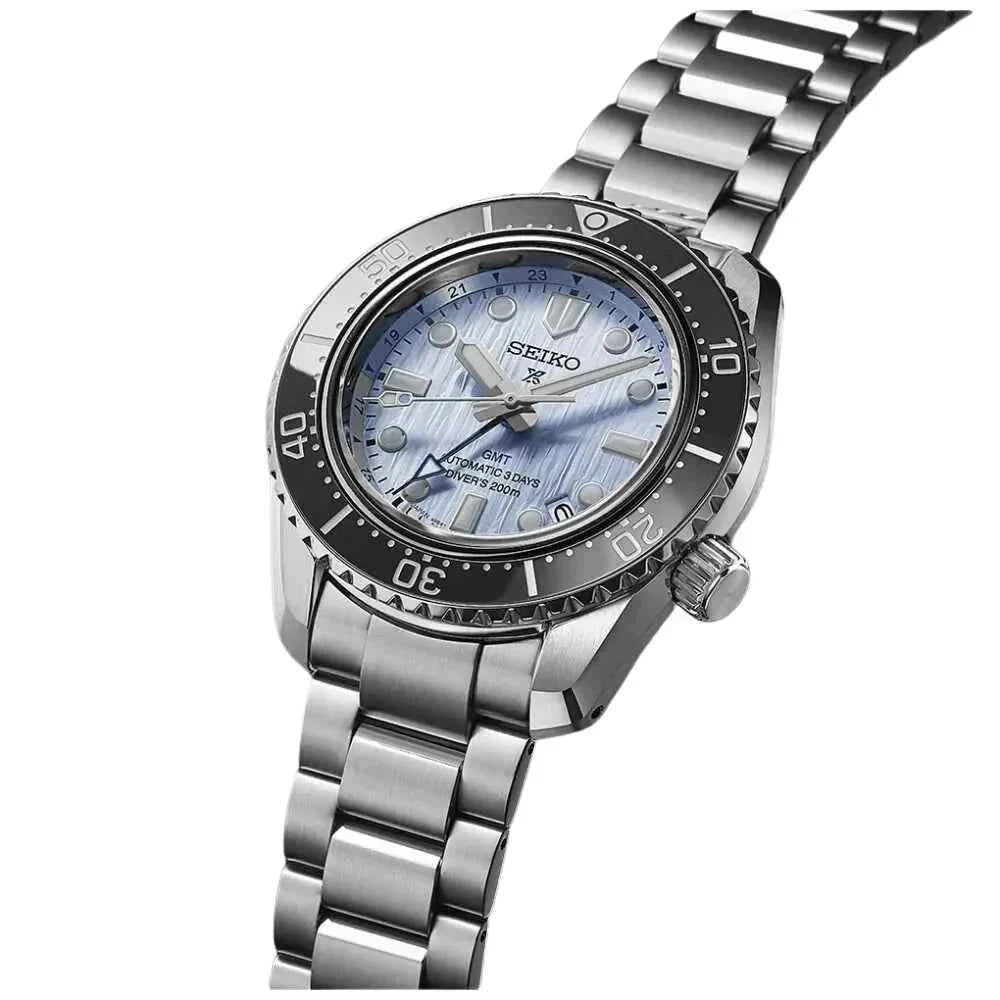 Orologio subacqueo con quadrante blu ghiaccio e bracciale in acciaio
