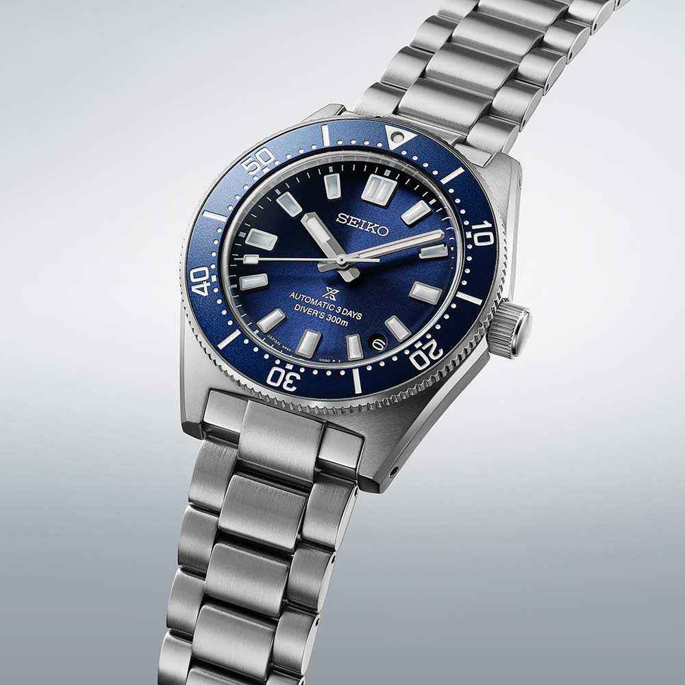 Orologio subacqueo automatico 40mm in acciaio, quadrante blu, bracciale a maglie