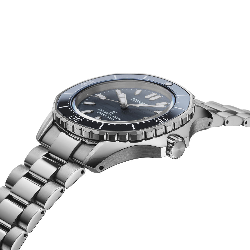Orologio subacqueo Seiko Prospex acciaio con quadrante blu e cinturino a maglie