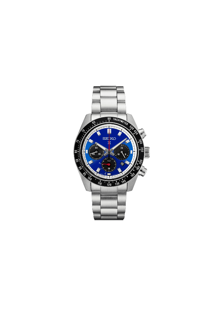 Orologio Seiko Prospex Speedtimer con quadrante blu e nero, cronografo, cinturino in acciaio