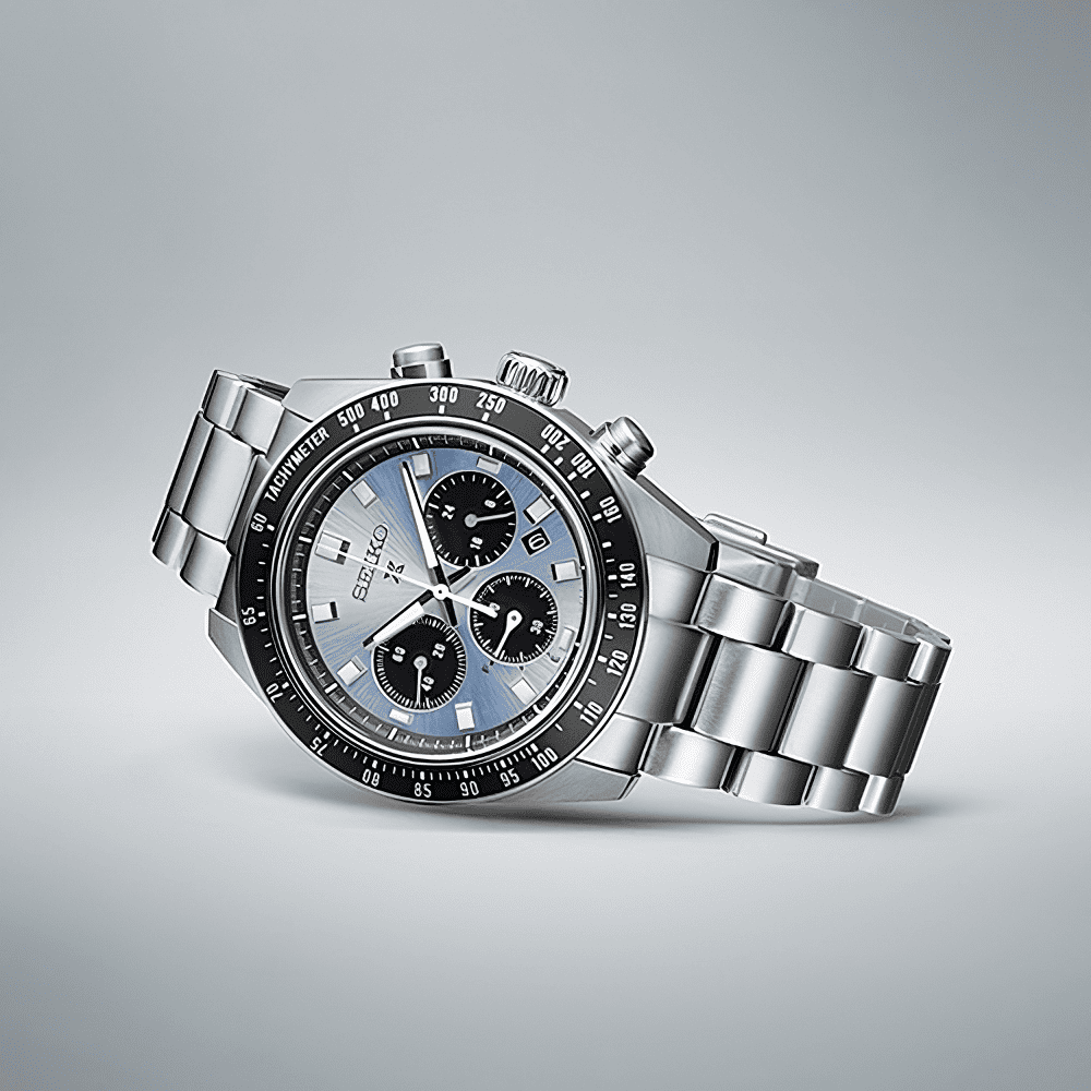 Orologio cronografo Seiko Prospex azzurro-nero, ghiera tachimetrica, bracciale acciaio