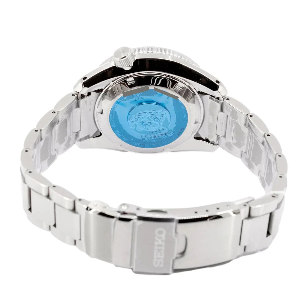 Fondello a vista dell’orologio Seiko Prospex con cinturino in acciaio