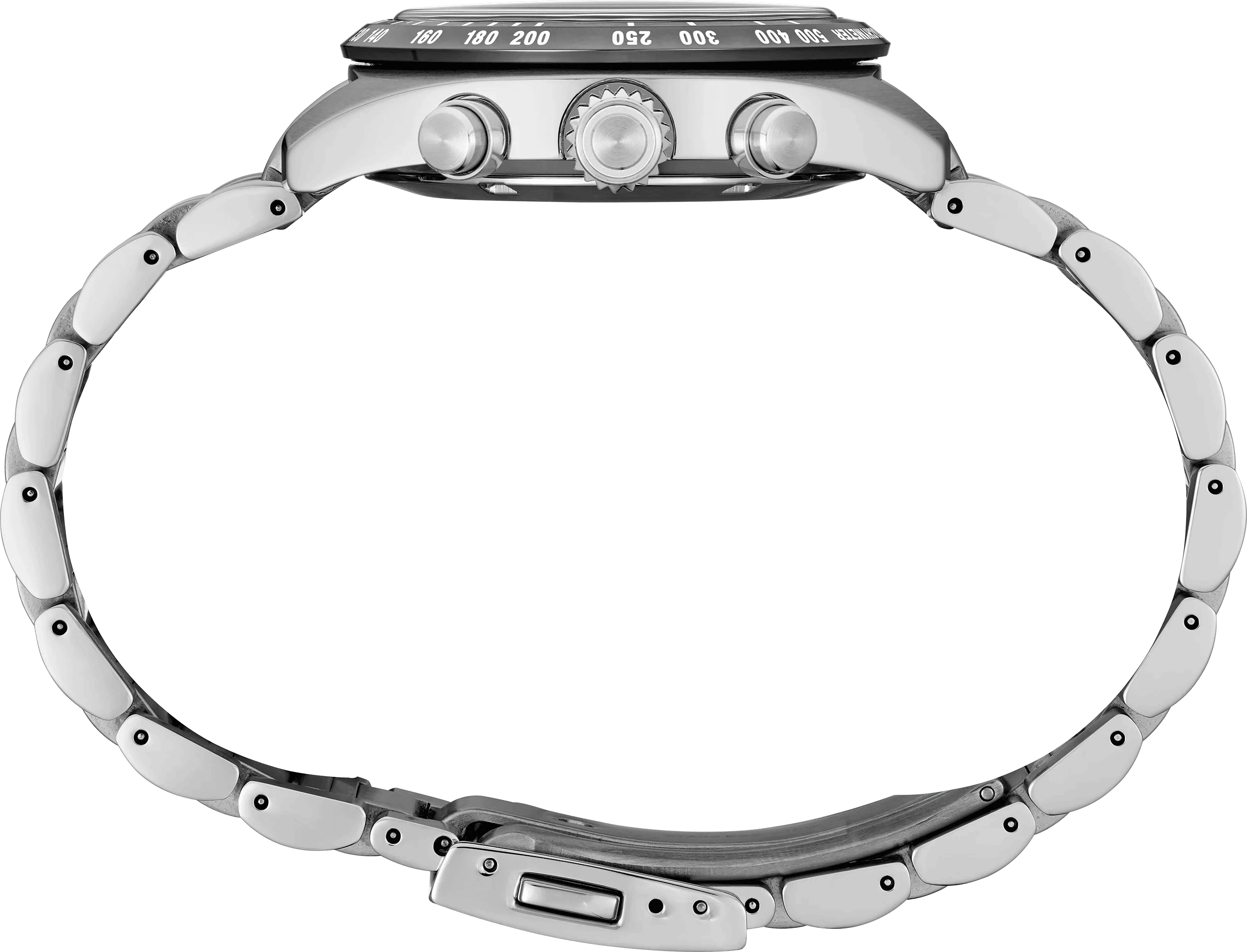 Orologio Seiko cronografo solare con corona e pulsanti laterali in acciaio
