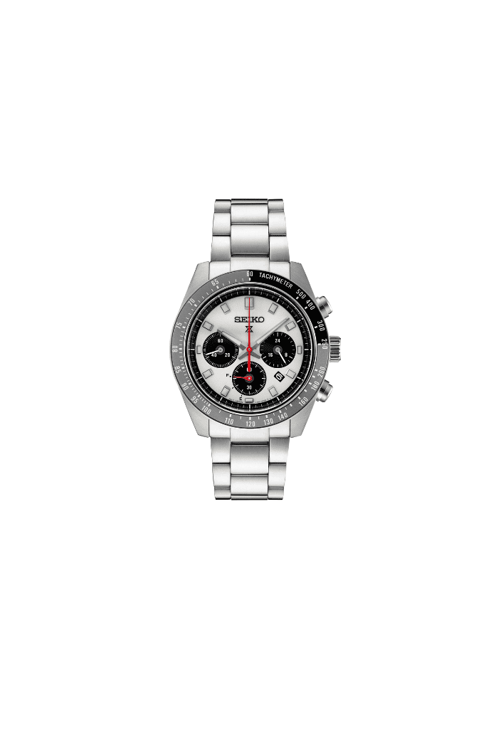 Orologio cronografo solare Seiko Prospex con bracciale in acciaio e quadrante argento