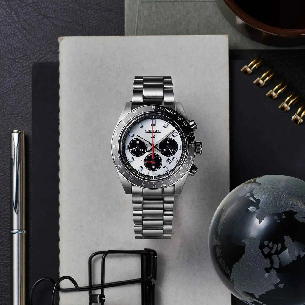 Orologio cronografo solare Seiko Prospex in acciaio con quadrante argento