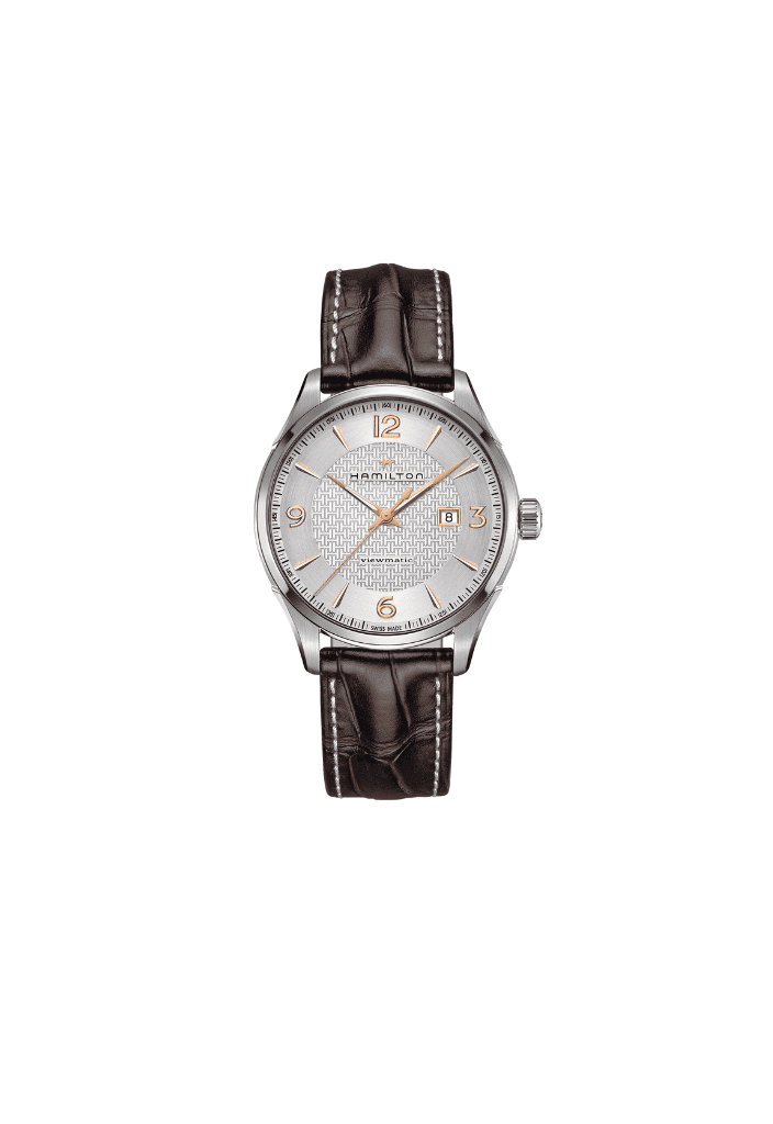 Orologio automatico Hamilton con quadrante argento e cinturino in pelle marrone