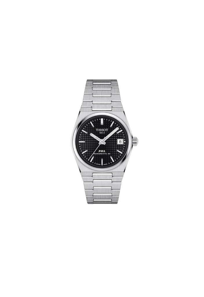 Orologio automatico Tissot PRX 35mm con quadrante nero e bracciale in acciaio