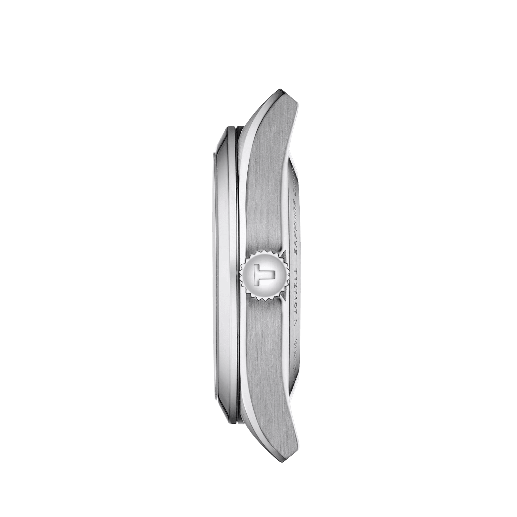 Orologio Tissot argento con profilo sottile e corona a ore 3, cassa acciaio