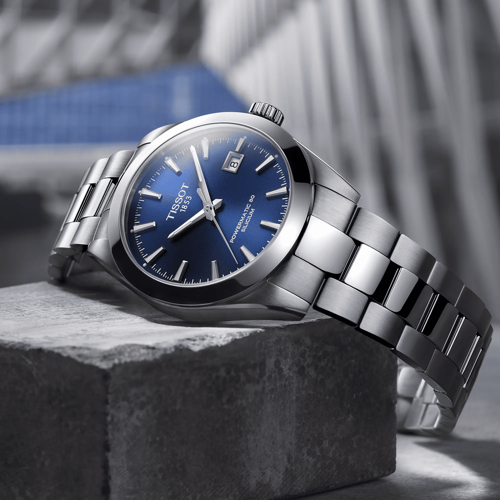 Orologio Tissot Gentleman automatico blu con quadrante blu e bracciale in acciaio