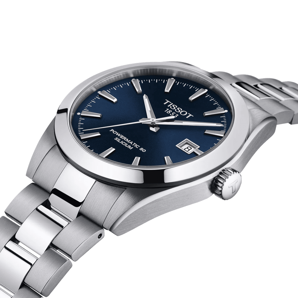 Orologio Tissot Gentleman automatico blu con lunetta d’acciaio e corona laterale