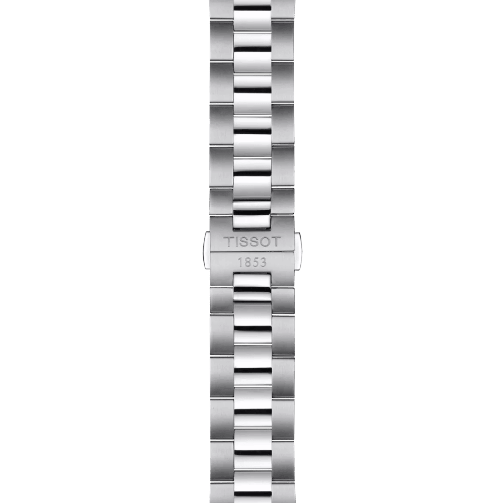 Bracciale in acciaio Tissot con maglie lucide e chiusura centrale