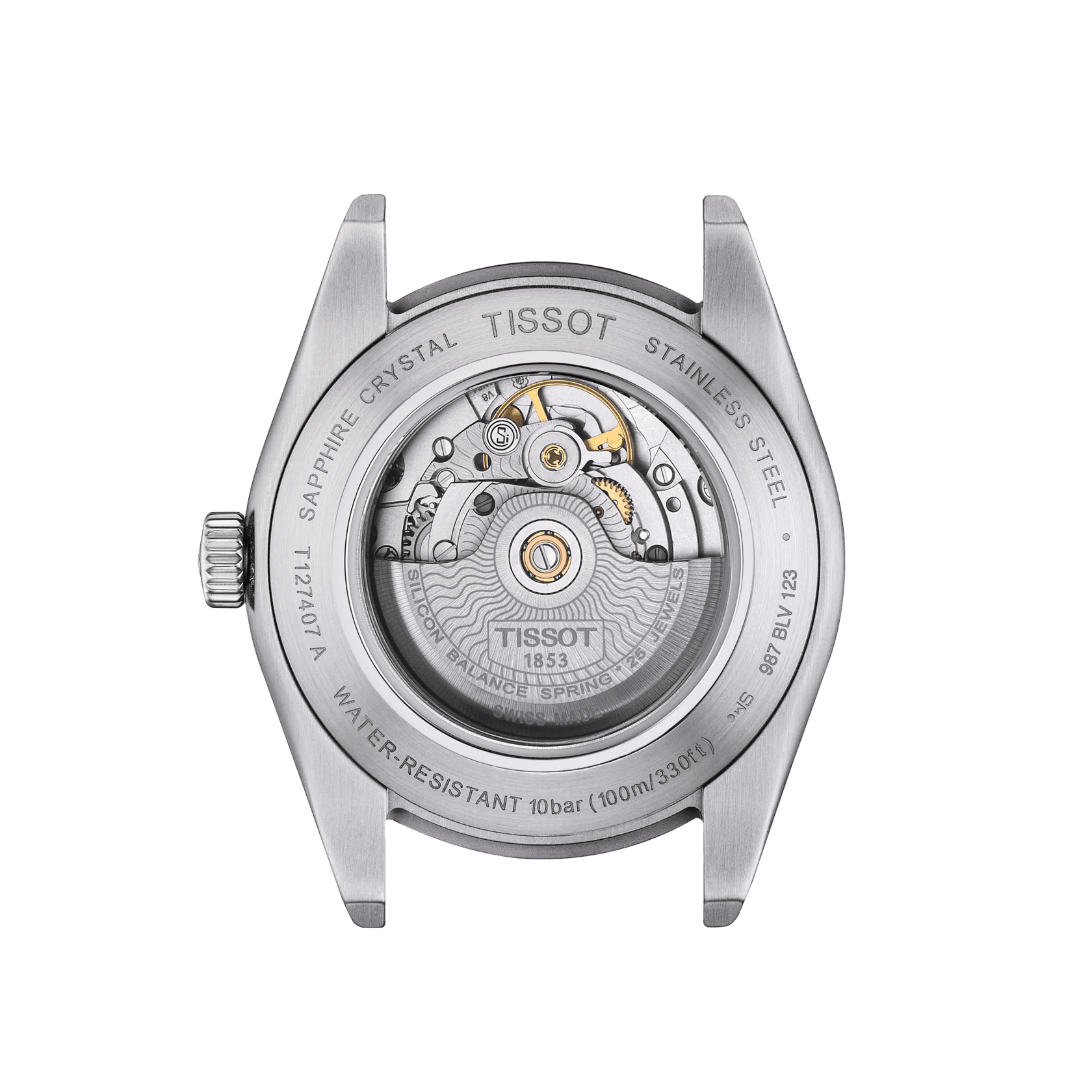 Orologio Tissot Gentleman automatico blu con fondello a vista e cinturino in acciaio