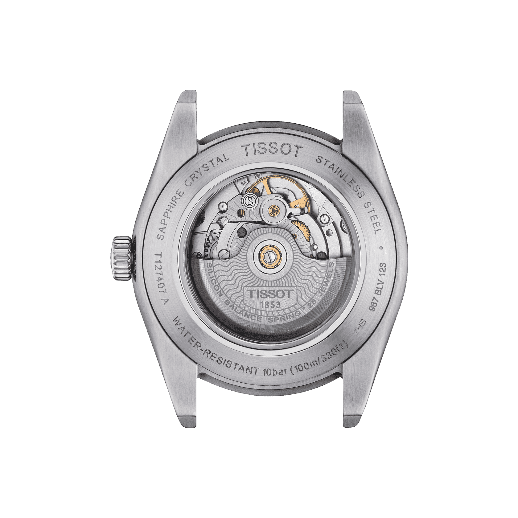 Orologio Tissot automatico, fondello trasparente con movimento visibile