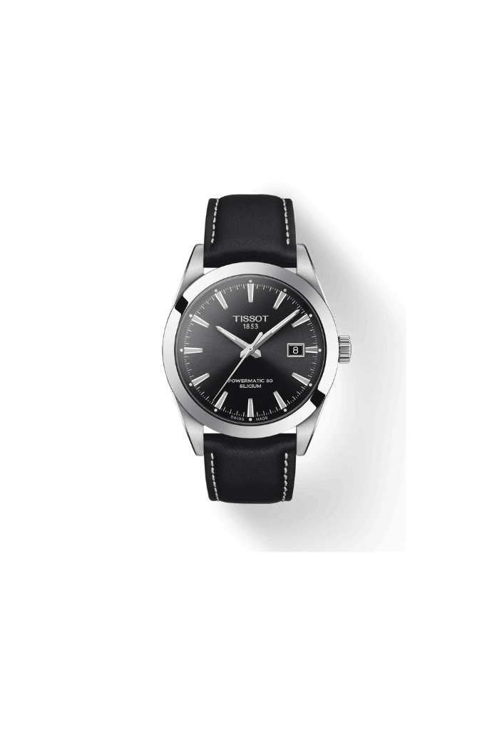Orologio automatico nero su nero 40 mm con cinturino in pelle nera e quadrante nero