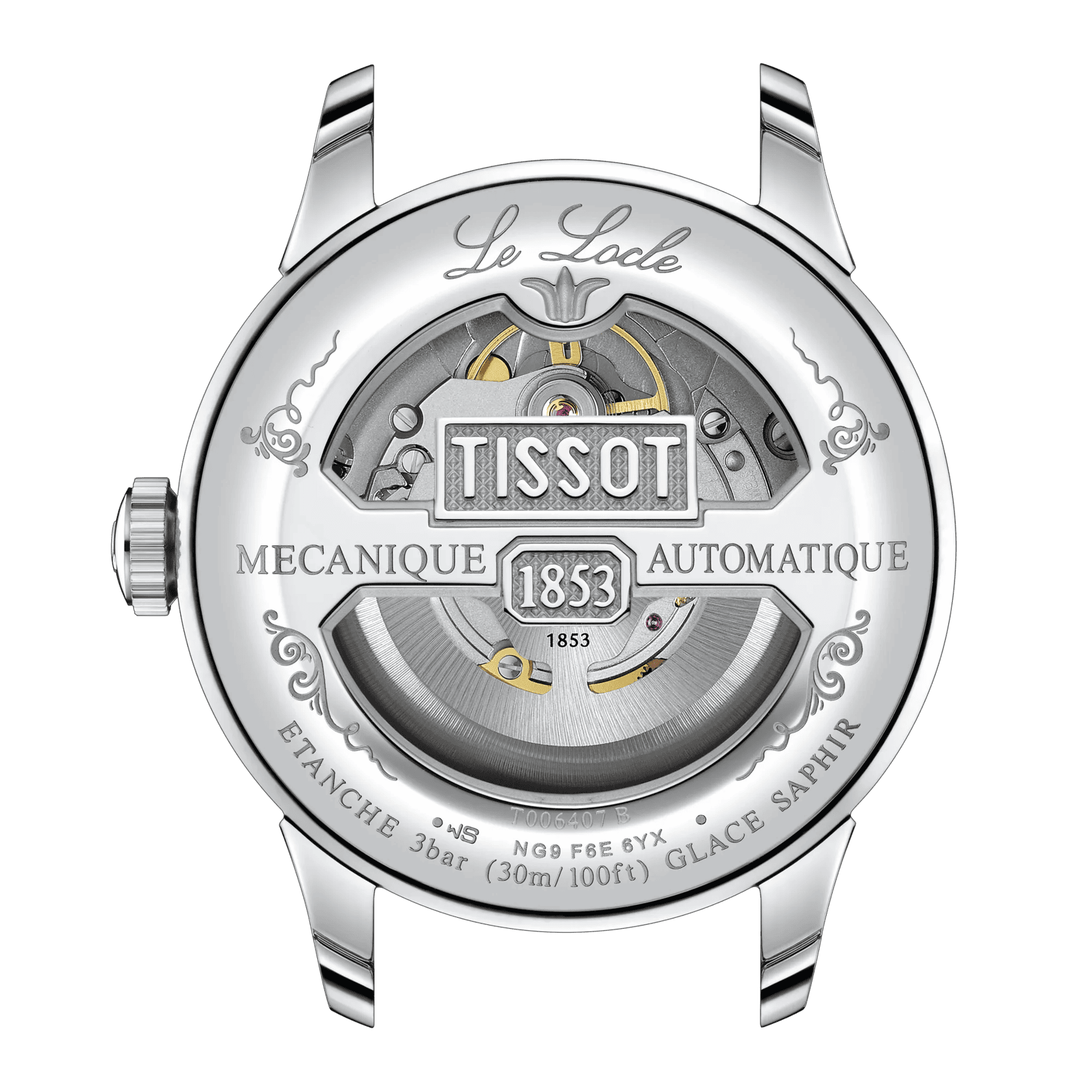 Orologio automatico Tissot argento con fondello a vista meccanismo, cassa 39,3 mm