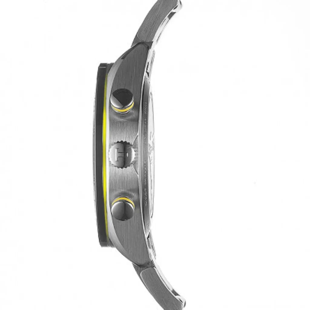 Orologio Tissot PRS 516 42mm, laterale in acciaio con corona e pulsanti