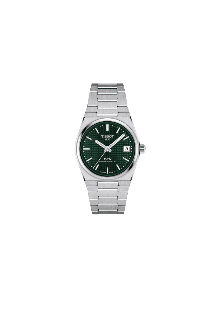 Orologio automatico Tissot PRX 35mm con quadrante verde e bracciale in acciaio