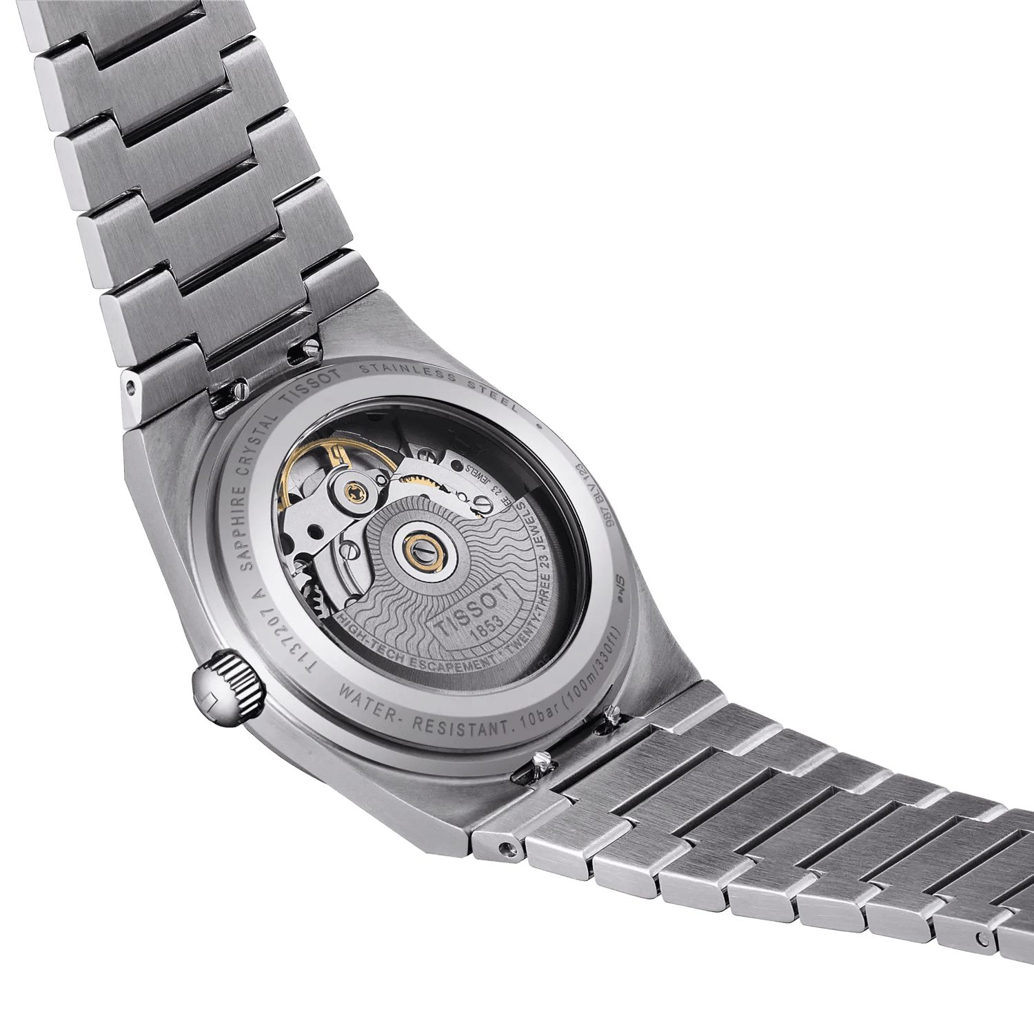 Orologio PRX con fondello a vista del meccanismo e bracciale in acciaio