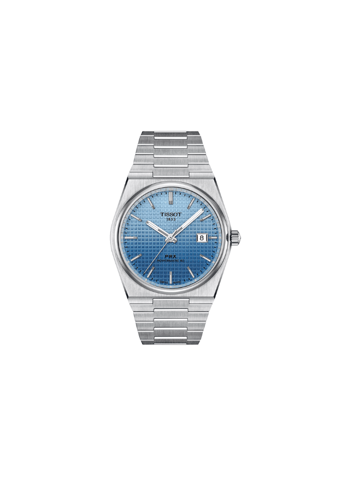 Orologio automatico Tissot PRX con quadrante blu e bracciale in acciaio, 40 mm