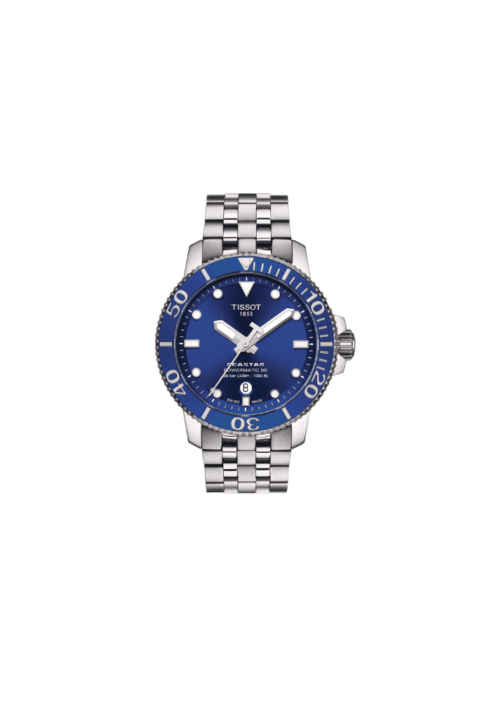 Orologio subacqueo automatico con quadrante blu e bracciale in acciaio 43 mm