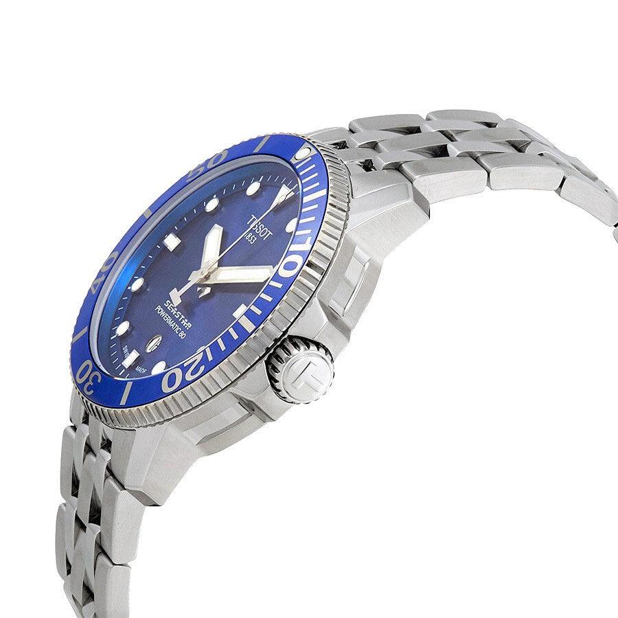 Orologio subacqueo automatico con cassa in acciaio, quadrante blu e ghiera