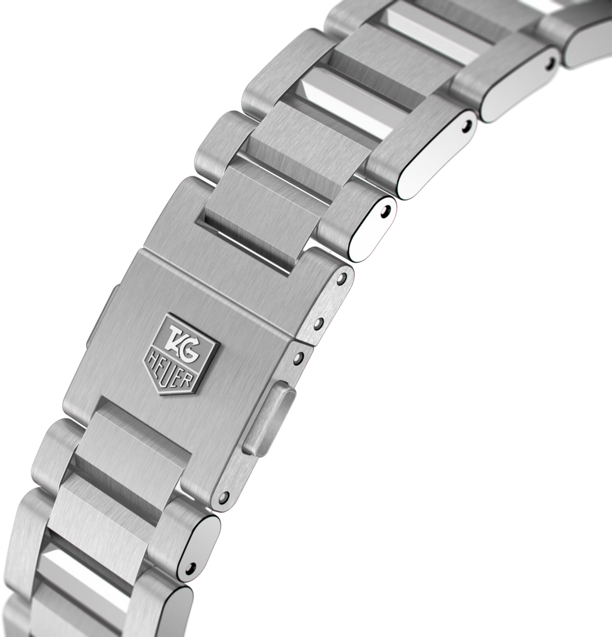 Bracciale in acciaio con maglie e chiusura, logo TAG Heuer sul fermo