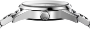 Orologio in acciaio con corona e profilo laterale del fondello lucido