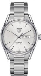 TAG Heuer Carrera Calibre 5 Day-Date Automatico Uomo 41 mm Acciaio Quadrante Argento Azuré Lunetta Fissa Vetro Zaffiro Bracciale Acciaio 38 Ore 10 ATM Swiss Made Ref. WAR201B.BA0723