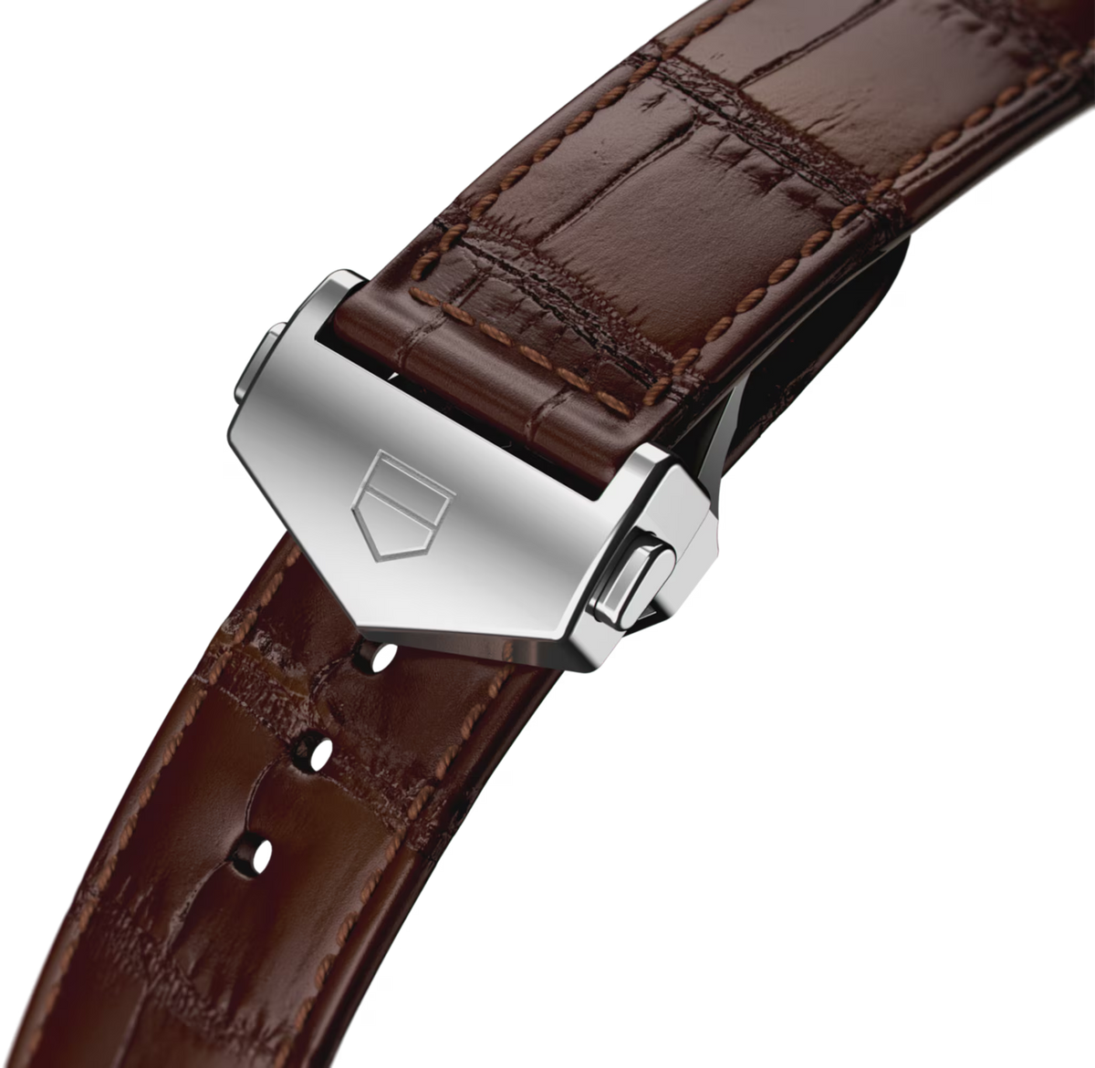 Cinturino alligatore marrone con fibbia in acciaio dell’orologio TAG Heuer Carrera