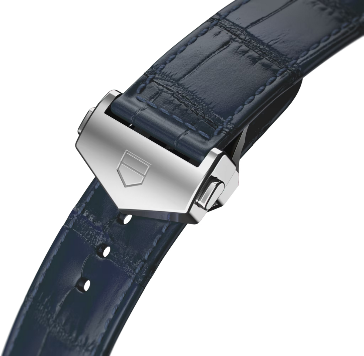 Orologio TAG Heuer Carrera con fibbia in acciaio e cinturino in pelle blu