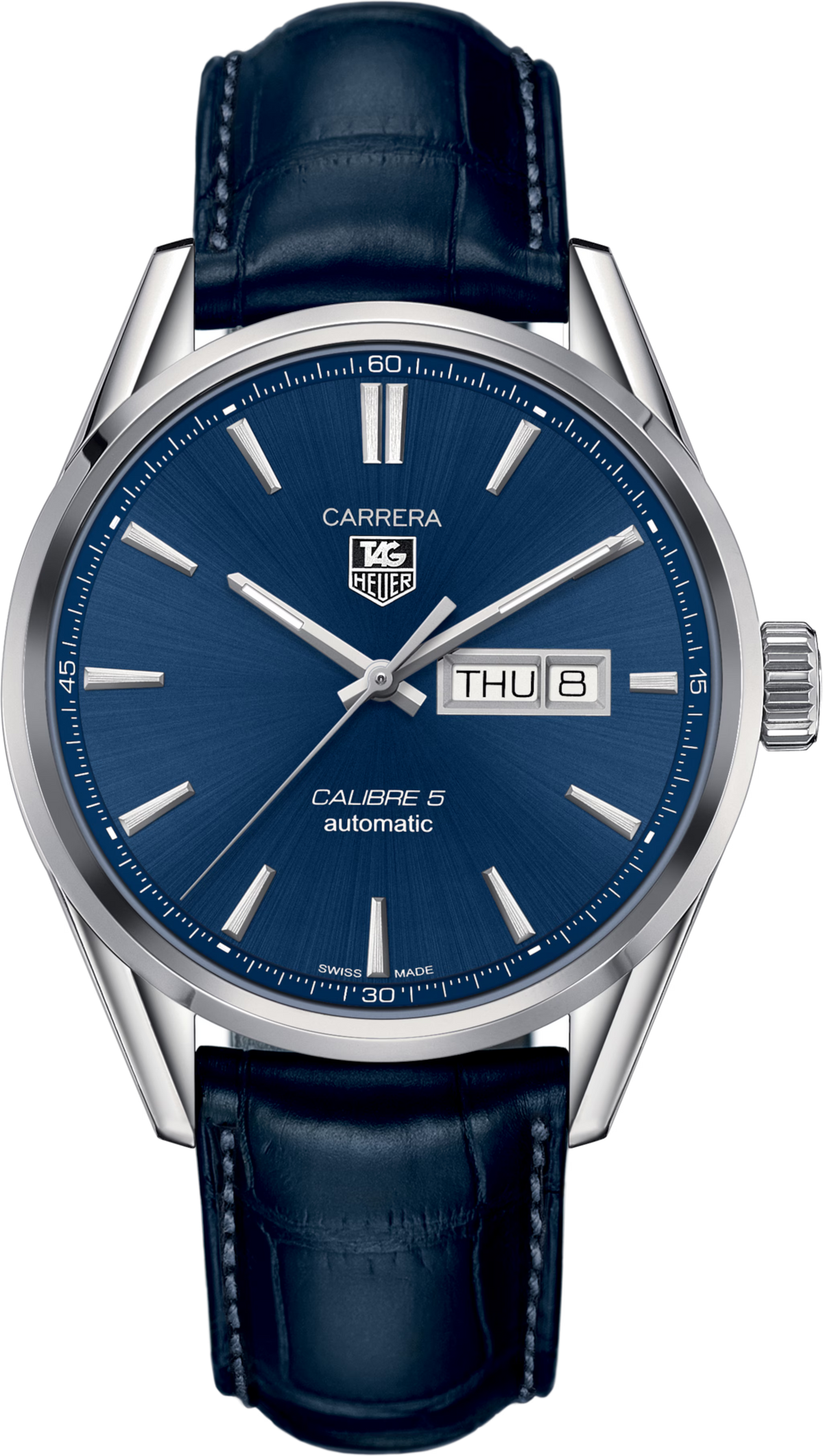 Orologio TAG Heuer Carrera 41 mm automatico con quadrante blu e cinturino alligatore