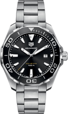 TAG Heuer Aquaracer 300M Uomo 43 mm Acciaio Quadrante Nero Soleil Lunetta Girevole Unidirezionale Nera in Alluminio Vetro Zaffiro Quarzo Data Bracciale Acciaio 30 ATM Swiss Made Ref. WAY101A.BA0746