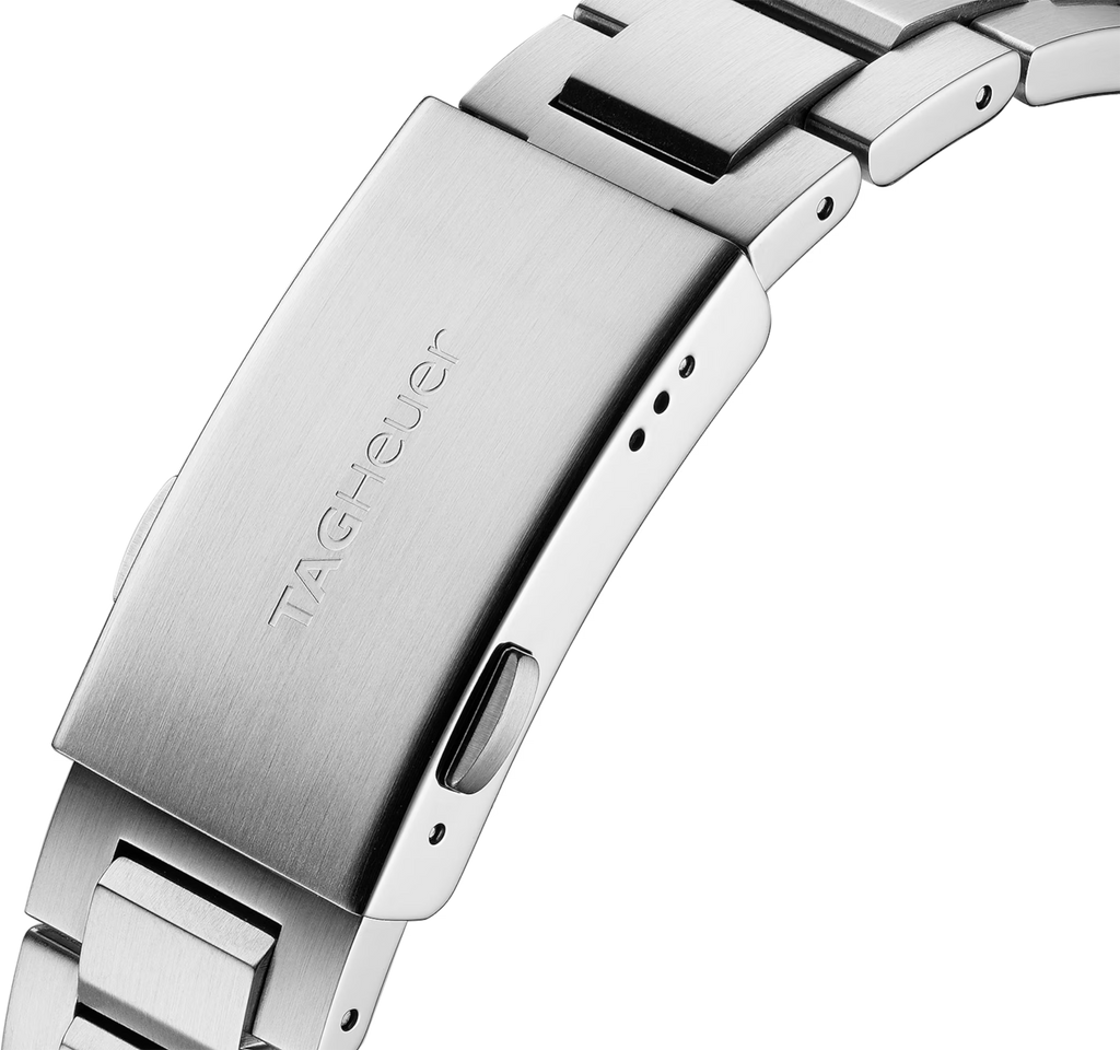 Orologio subacqueo con fibbia e cassa in acciaio spazzolato, incisione TAG Heuer