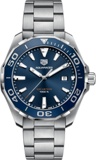 TAG Heuer Aquaracer 300M Quarzo Uomo 43 mm Acciaio Quadrante Blu Soleil Lunetta Girevole Unidirezionale Blu Scala 60 Minuti Vetro Zaffiro Data Bracciale Acciaio 30 ATM Swiss Made Ref. WAY101C.BA0746