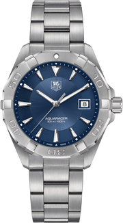Orologio TAG Heuer Aquaracer in acciaio con quadrante blu e datario