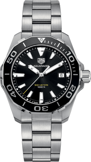 Orologio subacqueo TAG Heuer Aquaracer in acciaio con quadrante nero e bracciale a maglie