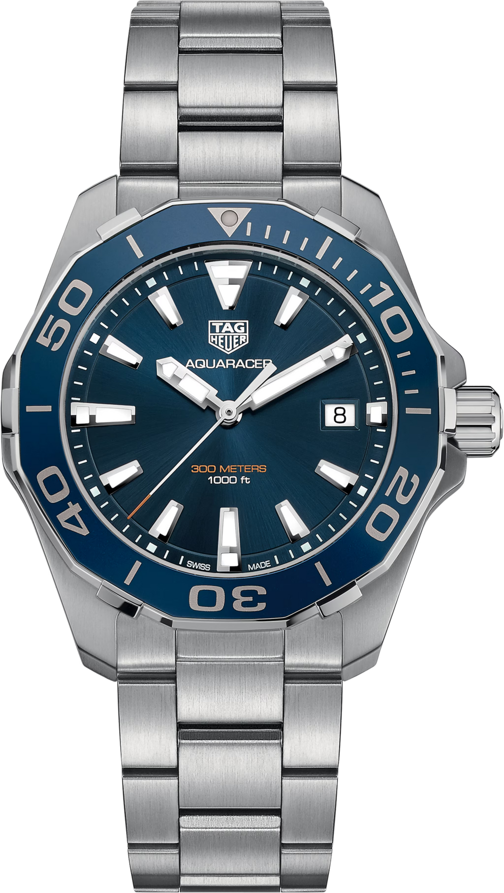 Orologio subacqueo TAG Heuer Aquaracer, quadrante blu, bracciale acciaio 41 mm