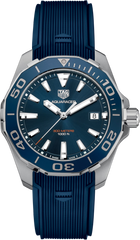 TAG Heuer Aquaracer 300M Quarzo Uomo 41 mm Acciaio Quadrante Blu Soleil Lunetta Girevole Vetro Zaffiro Data Cinturino Caucciù Blu 30 ATM Swiss Made Ref. WAY111C.FT6155