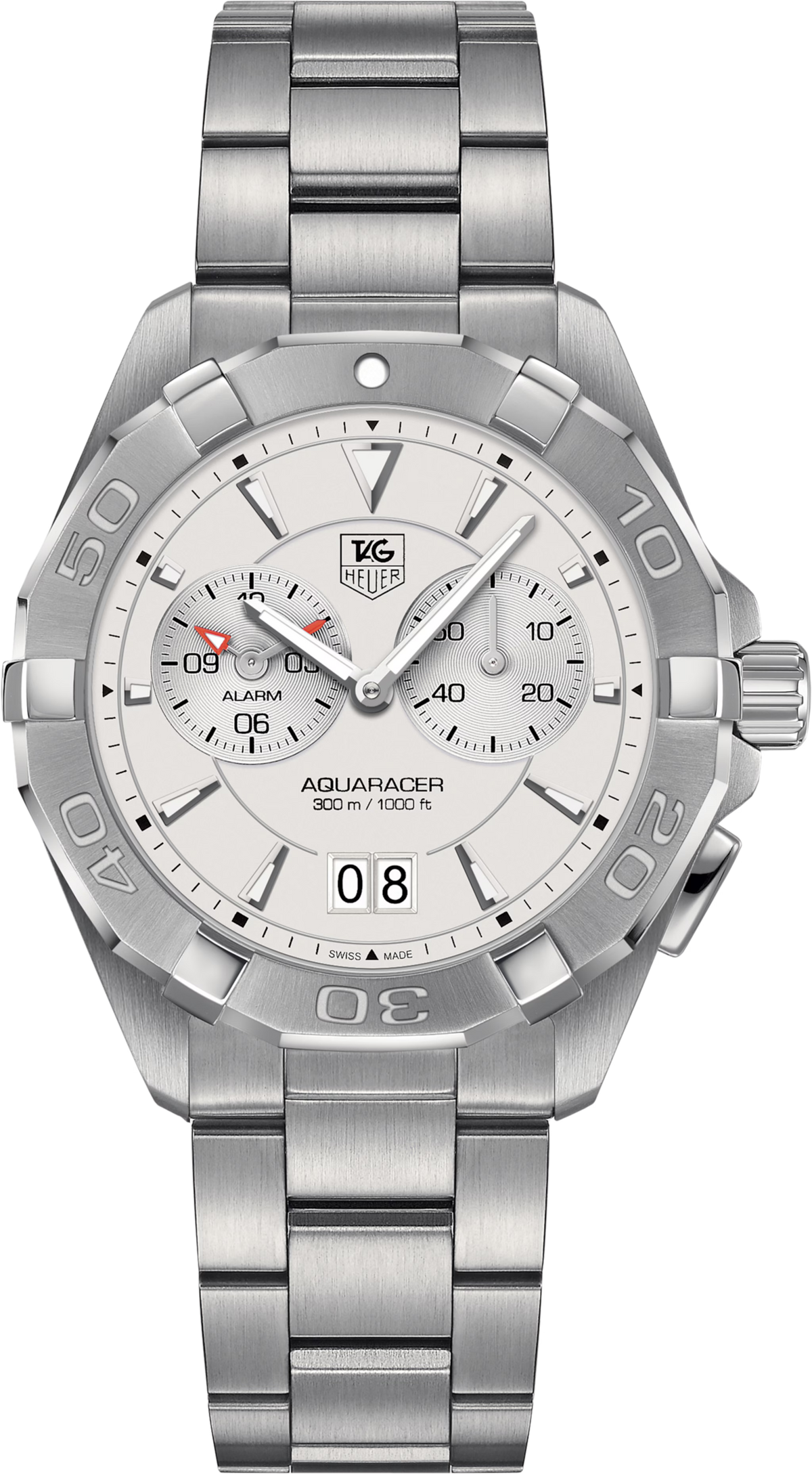 Orologio TAG Heuer Aquaracer con quadrante grigio e bracciale in acciaio, lunetta girevole