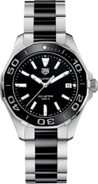 TAG Heuer Aquaracer Donna 35 mm Acciaio Quadrante Nero Lunetta Girevole Unidirezionale Ceramica Nera Vetro Zaffiro Quarzo Data Bracciale Acciaio e Ceramica 30 ATM Swiss Made Ref. WAY131A.BA0913