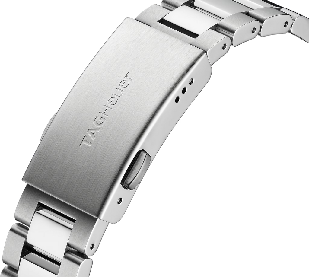 Bracciale in acciaio per orologio TAG Heuer con fibbia rettangolare e incisione TAG Heuer