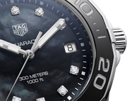 Orologio donna: quadrante nero madreperla con diamanti e datario 8
