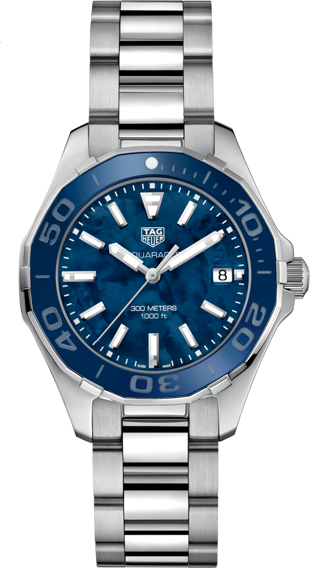 Orologio da polso TAG Heuer Aquaracer con quadrante blu madreperla e bracciale in acciaio